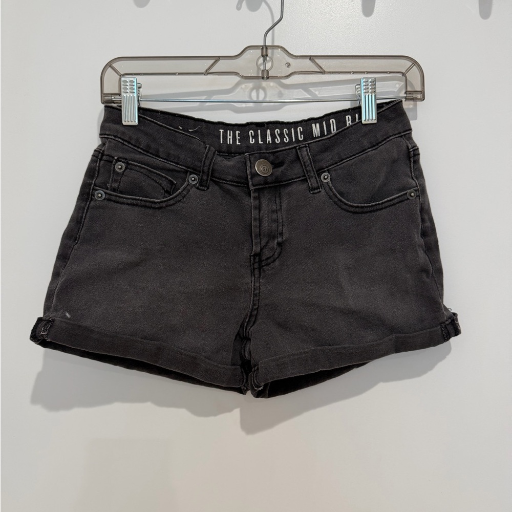 Mid Rise Black Denim Shorts